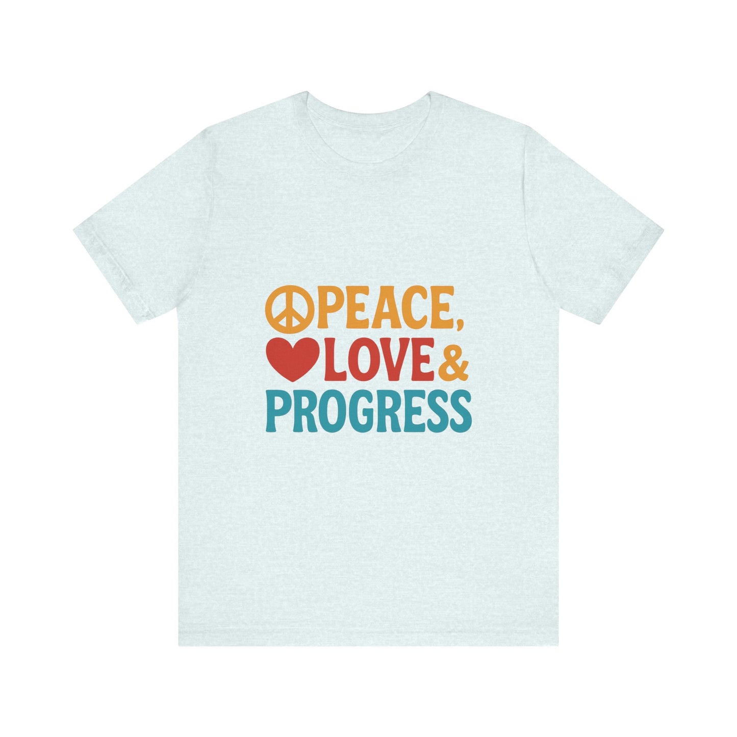 Peace, Love & Progress – Retro-Inspired Unisex Tee