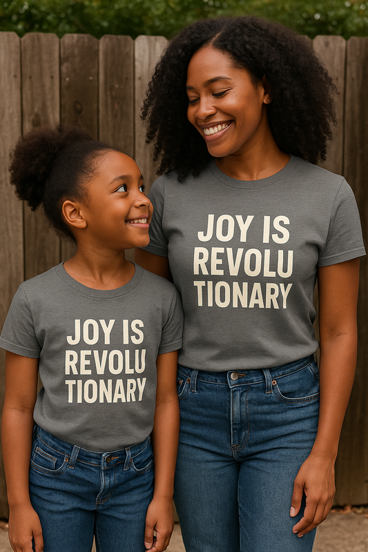 Joy is Revolutionary Kids Tee, Fun Kids T-Shirt, Positive Message Tee, Inspirational Kids Apparel, Gift for Young Activists, Playful