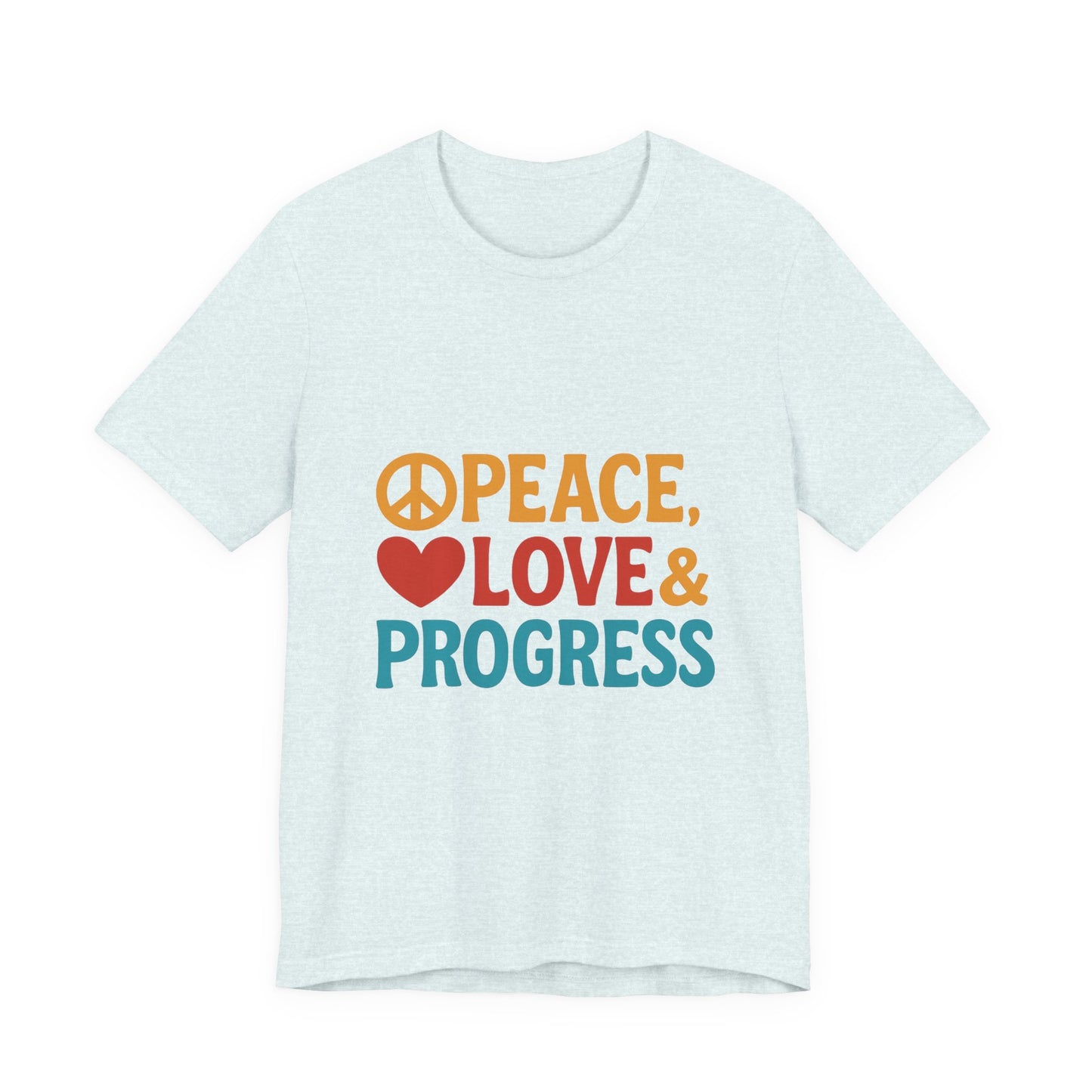 Peace, Love & Progress – Retro-Inspired Unisex Tee
