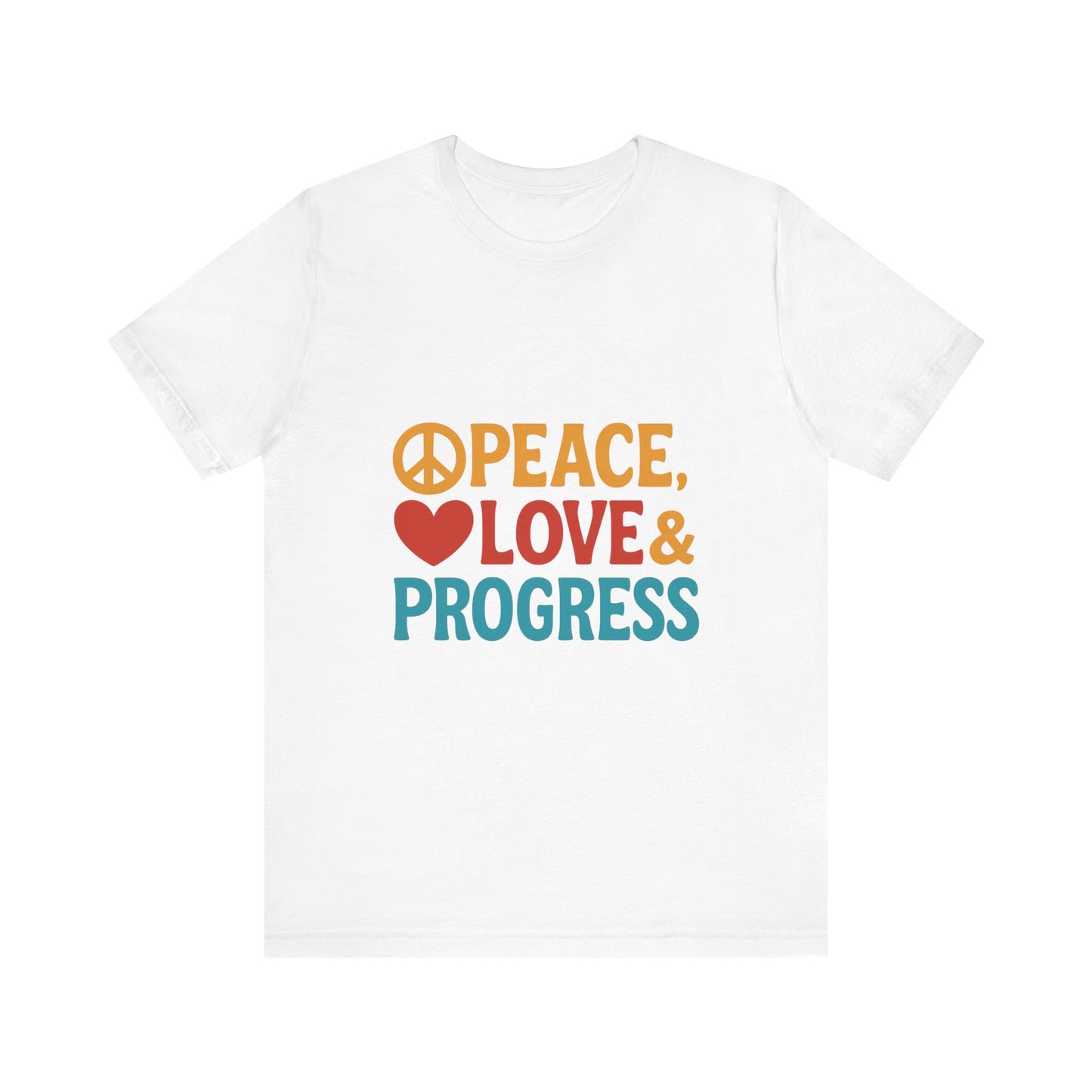 Peace, Love & Progress – Retro-Inspired Unisex Tee