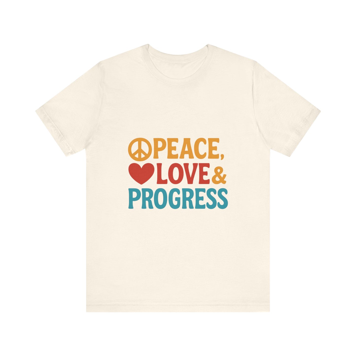 Peace, Love & Progress – Retro-Inspired Unisex Tee