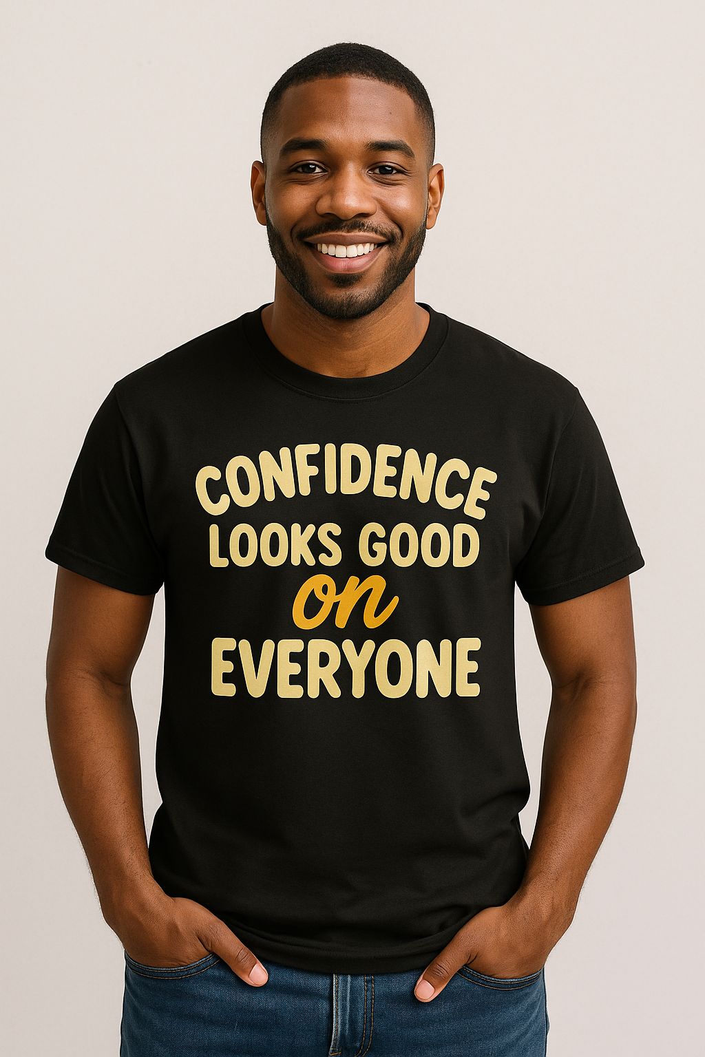 Confidence Looks Good On Everyone Retro Bubble Tee –  Premium Unisex Inspirational Shirt