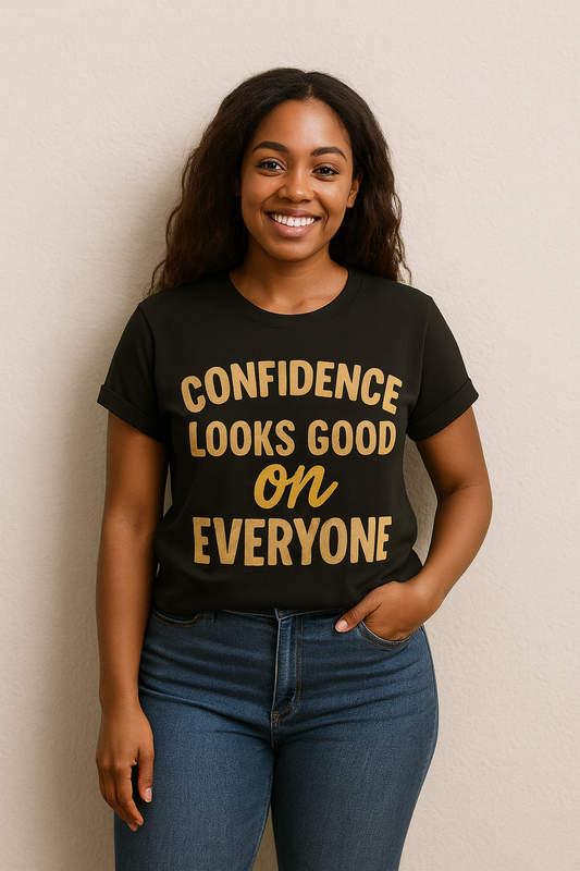 Confidence Looks Good On Everyone Retro Bubble Tee –  Premium Unisex Inspirational Shirt