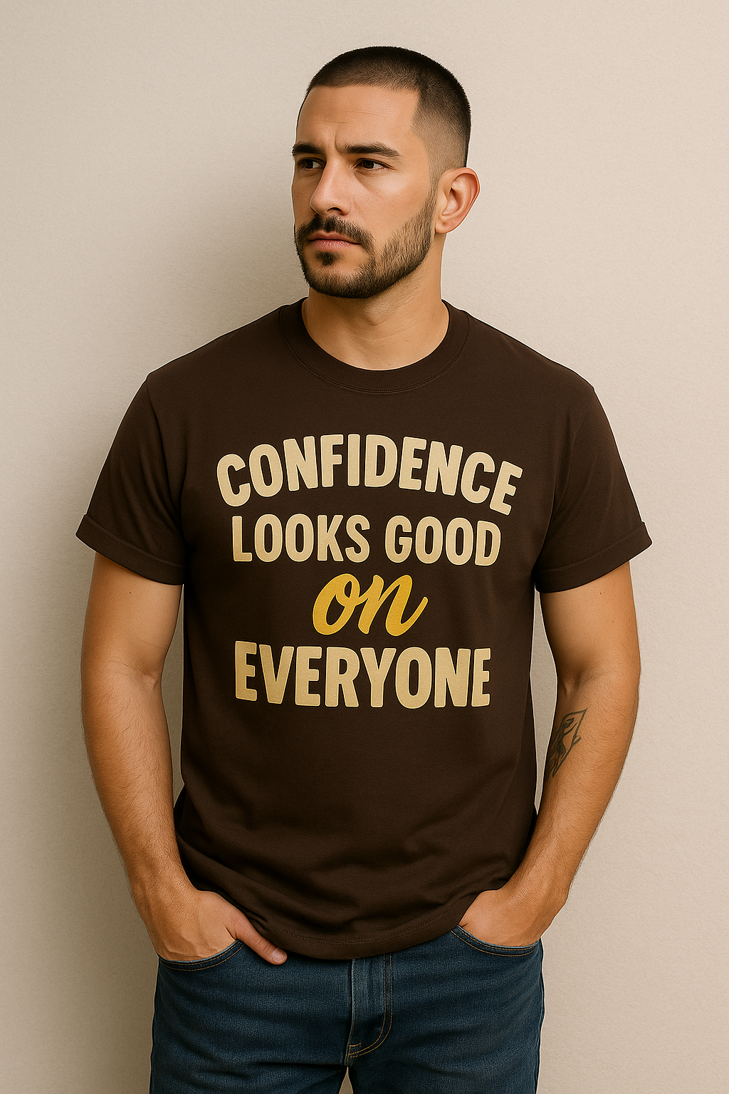Confidence Looks Good On Everyone Retro Bubble Tee –  Premium Unisex Inspirational Shirt