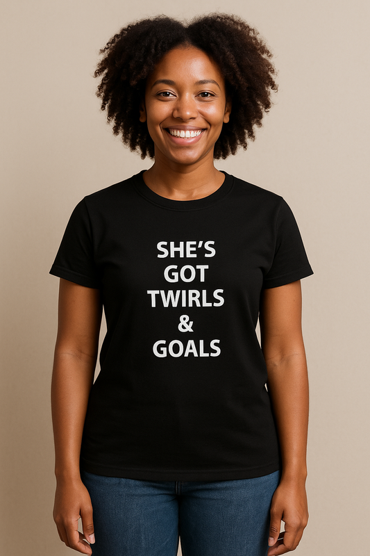 She’s Got Twirls & Goals — Premium Adult Unisex Tee